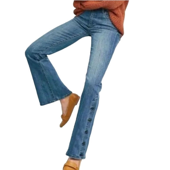 Pilcro Anthropologie High Rise Bootcut Jean Women 30 Button Hem Denim - Picture 1 of 14